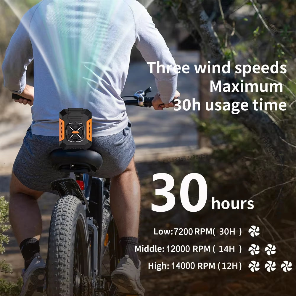 Portable Waist Fan USB Rechargeable Portable Fan Mini Air Cooler Outdoor Working Camping Waisted Clip Fan Power Bank LED Light