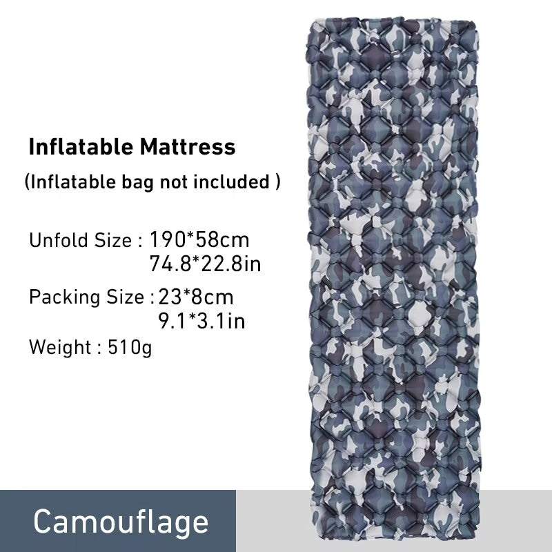 WESTTUNE Camping Sleeping Pad Ultralight Inflatable Mattress Portable Outdoor Air Cushion Sleeping Mat for Travel Hiking